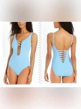 Bleu Rod Beattie Kore Lace-Down Wood One Piece Size 12